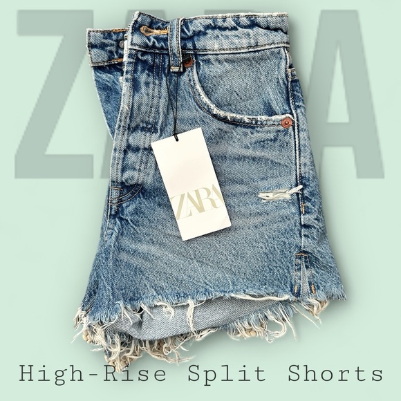 NWT Zara Women’s High-Rise Split Shorts Size 2 - Picture 1 of 11